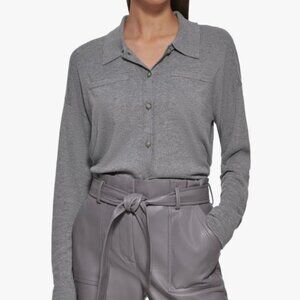 Calvin Klein Collared Knit Button Down Sweater